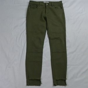 DL1961 26 Margaux Raw Hem Instasculpt Ankle Skinny Green Stretch Denim Jeans